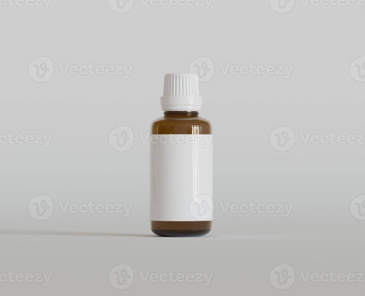 Dropper Bottle Mock-Up - Blank Label on white or bright background photo