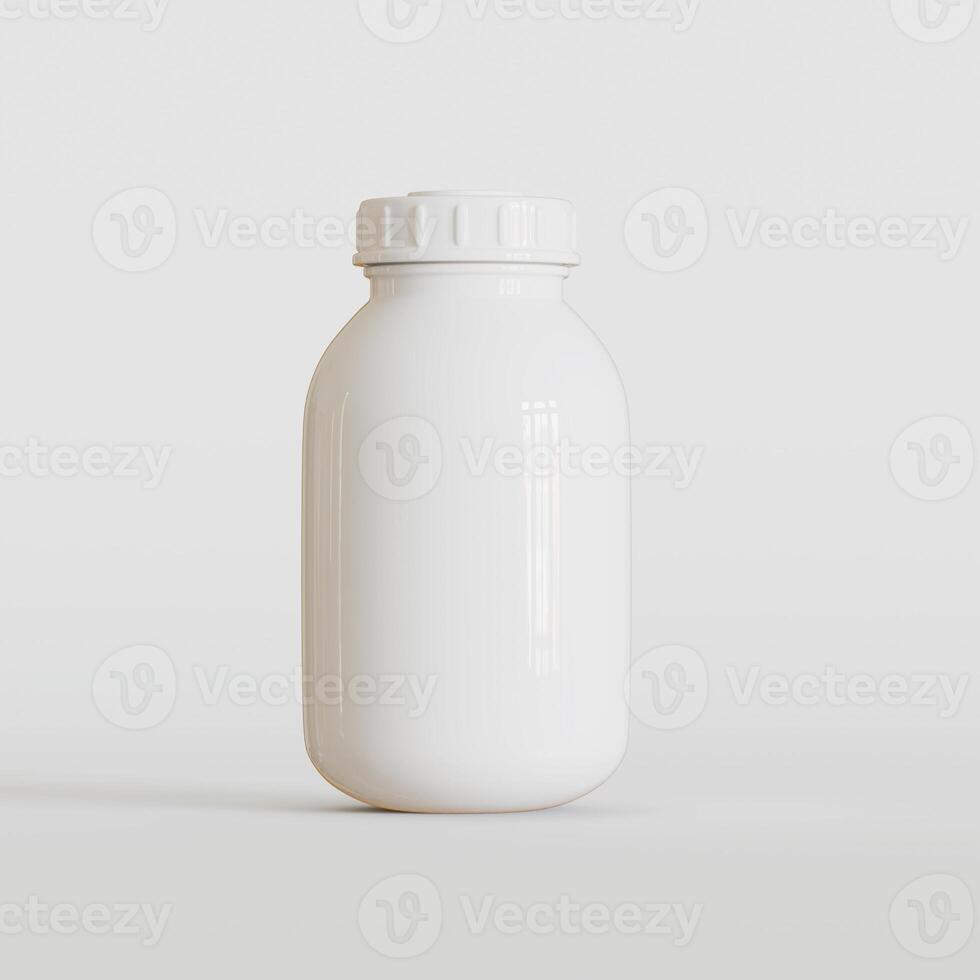 White plastic supplement or medicine mockup 3d rendering illustration photo