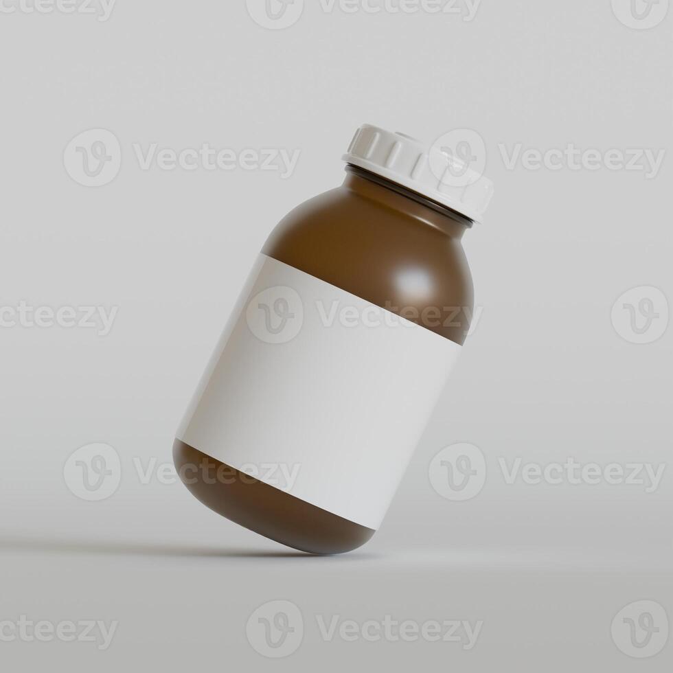 Medicine pill bottle isolated on a white background 3D rendering illustration photo