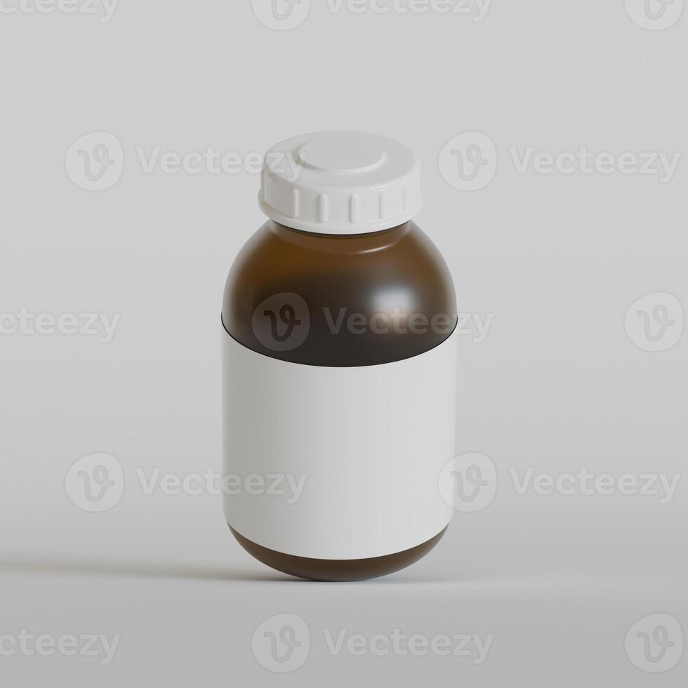 Medicine pill bottle isolated on a white background 3D rendering illustration photo