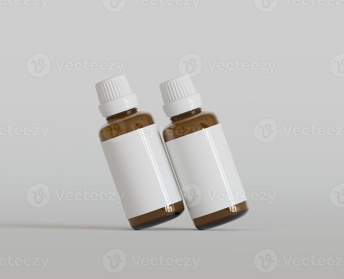 Dropper Bottle Mock-Up - Blank Label on white or bright background photo