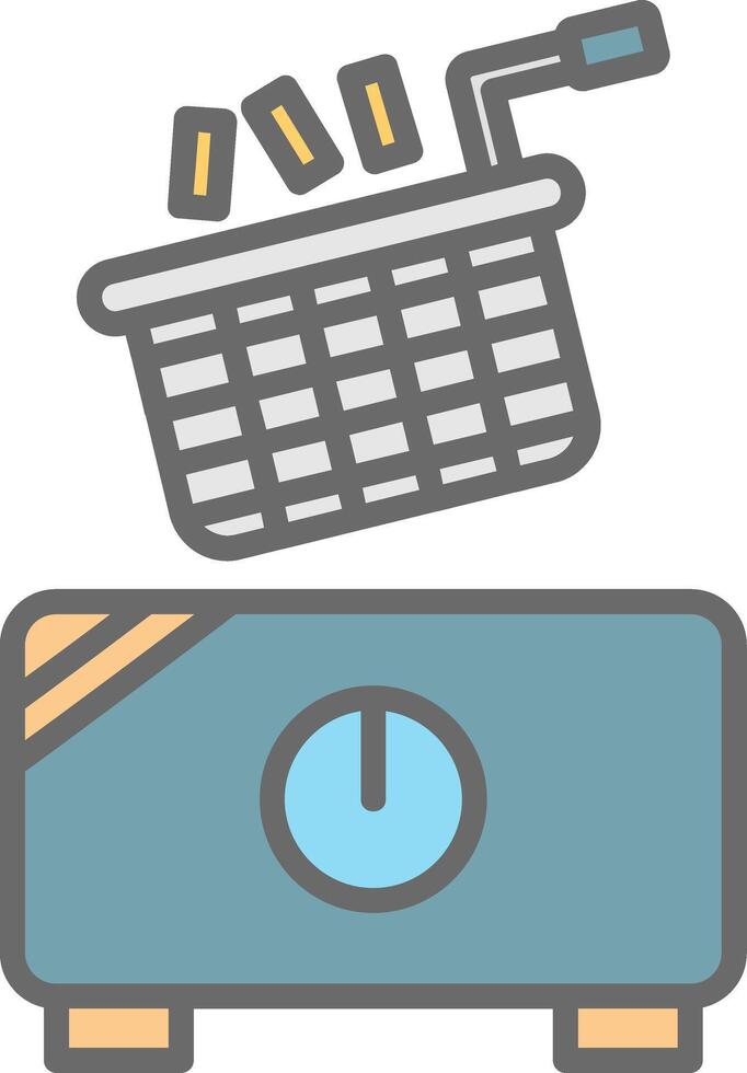 Electric Fryer Line Filled Light Icon vector