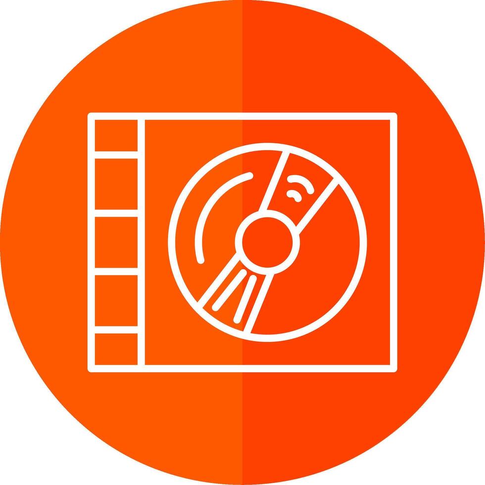 Compact Disc Line Red Circle Icon vector