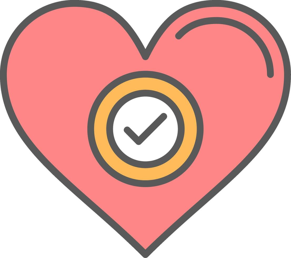 Heart Line Filled Light Icon vector