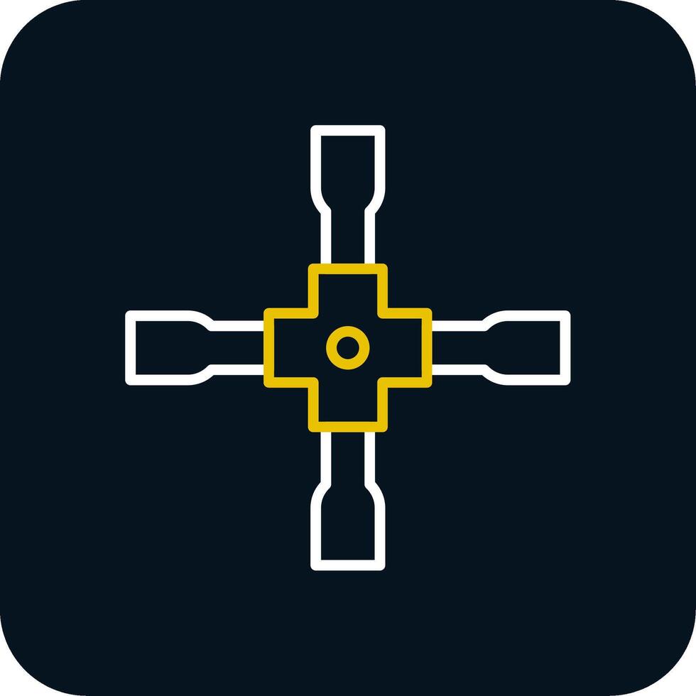 Lug Wrench Line Red Circle Icon vector
