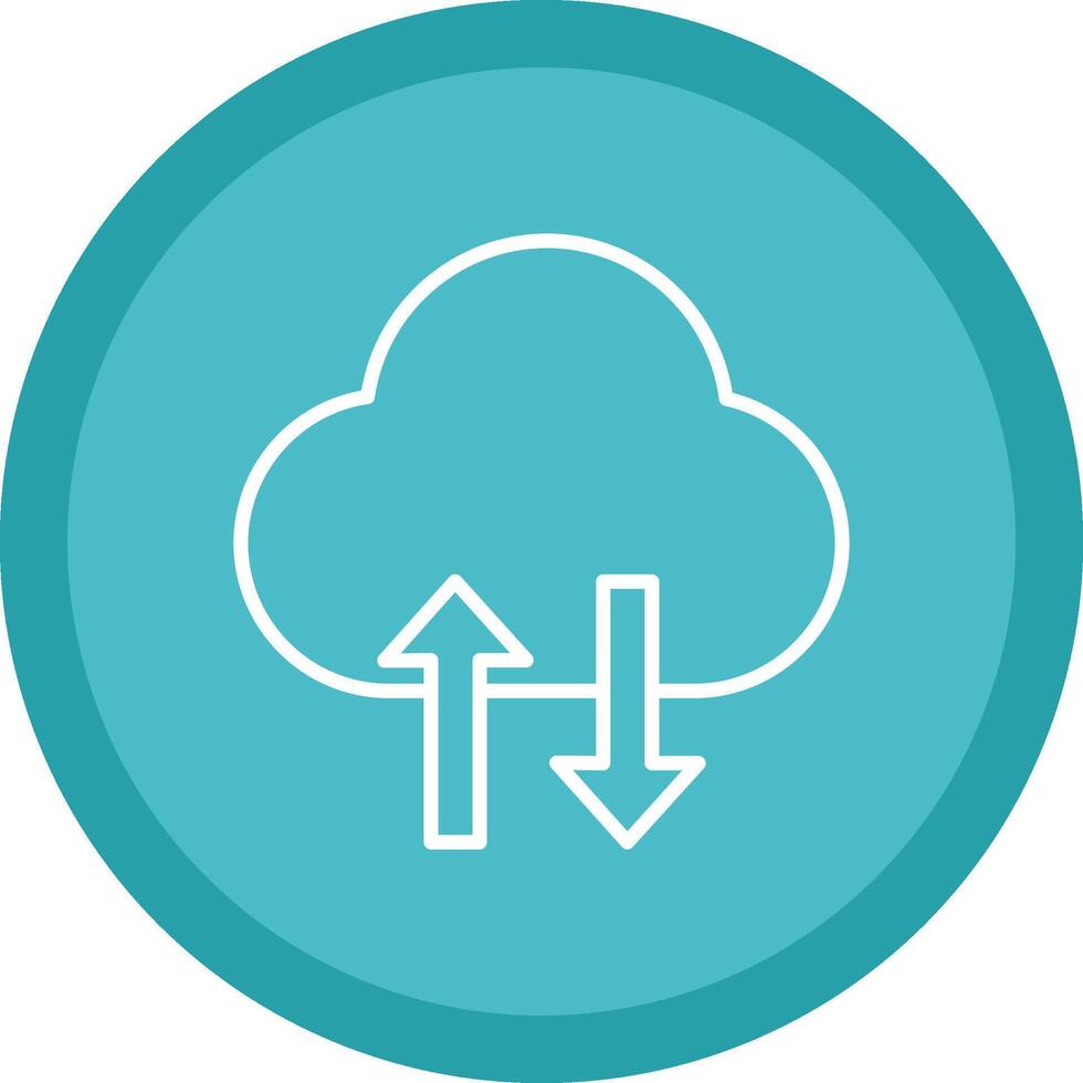 Cloud Data Transfer Line Multi Circle Icon vector
