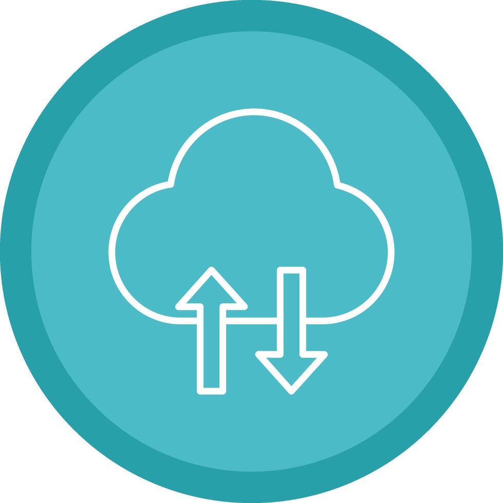 Cloud Data Transfer Line Multi Circle Icon vector