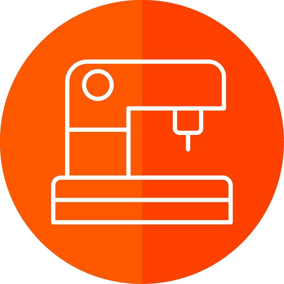 Sewing Machine Line Red Circle Icon vector