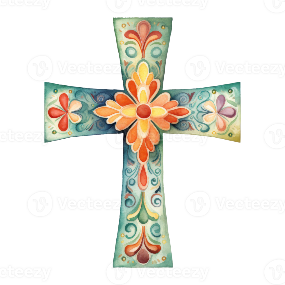 Crosses Adorned with Colorful Flowers png
