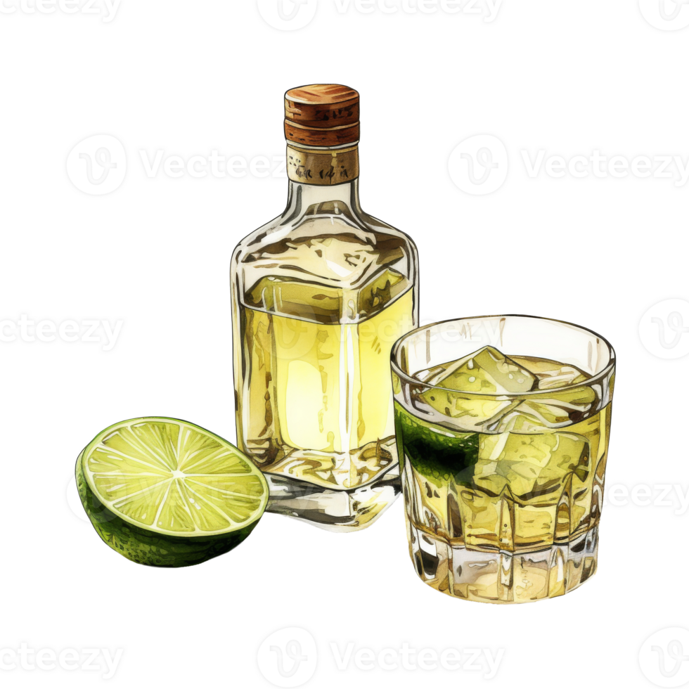 Clear Bottle of Tequila png