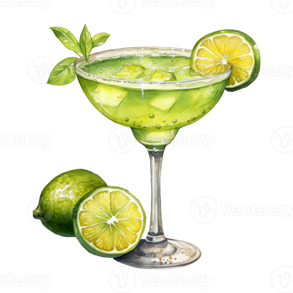 Painting of a Margarita Cocktail png