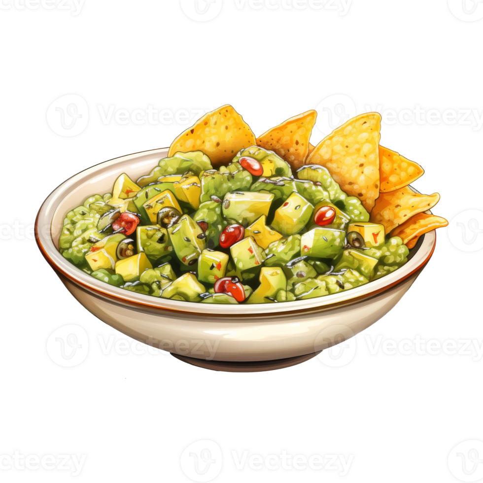 Bowl of Creamy Avocado Dip for Tortilla Chips png
