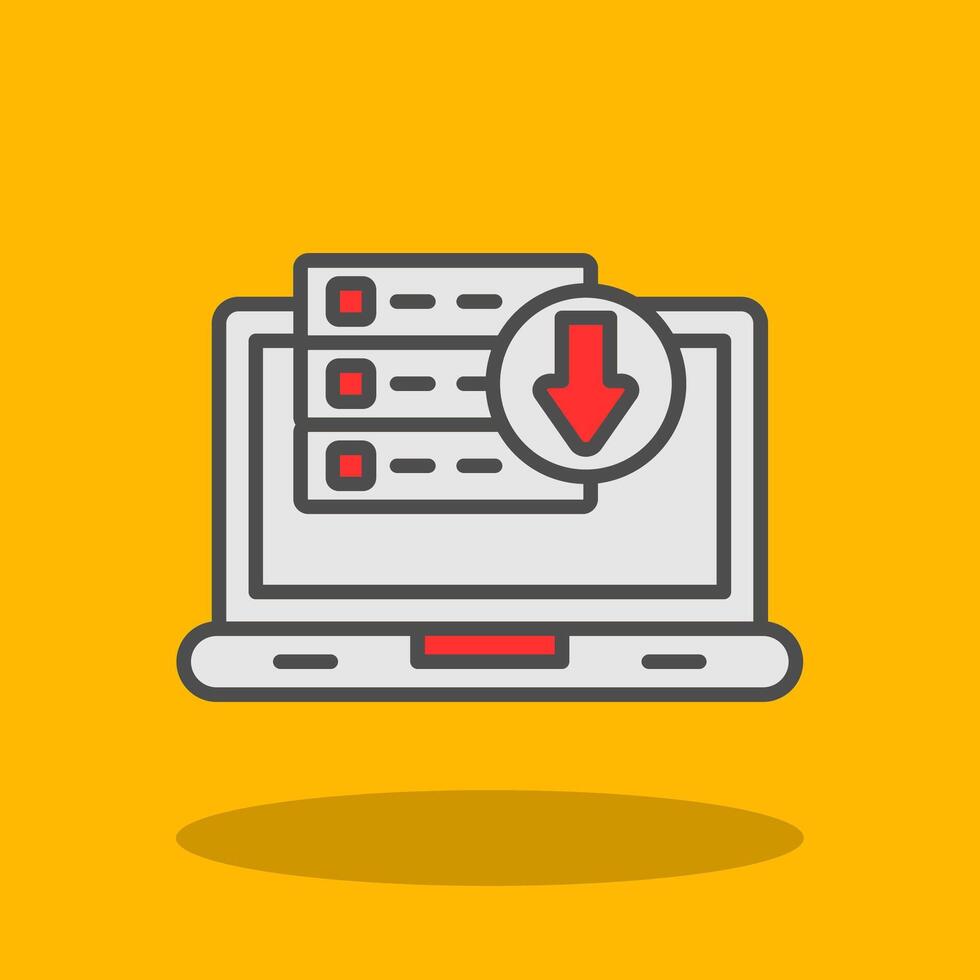 Downloading Data Filled Shadow Icon vector