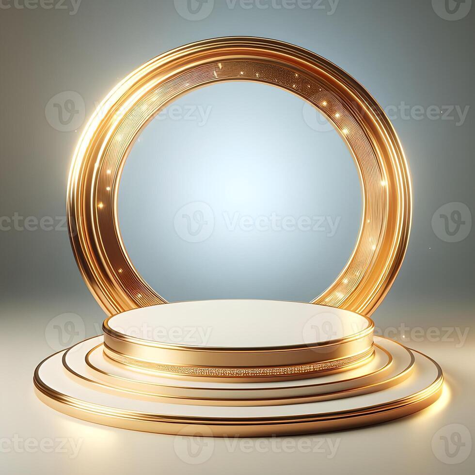 3D podium with beautiful gold color theme photo