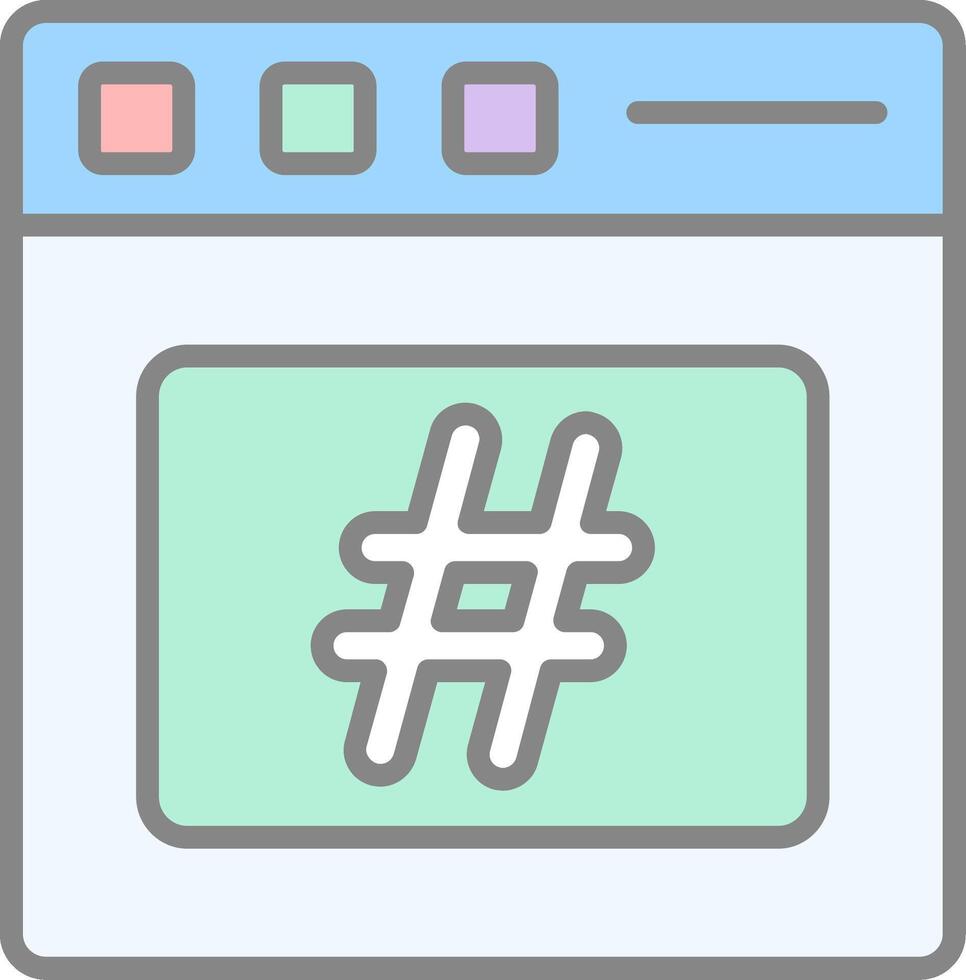 Hashtag Line Filled Light Icon vector