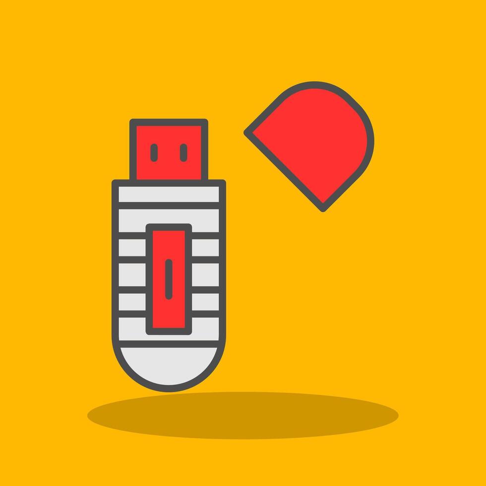Usb Stick Filled Shadow Icon vector