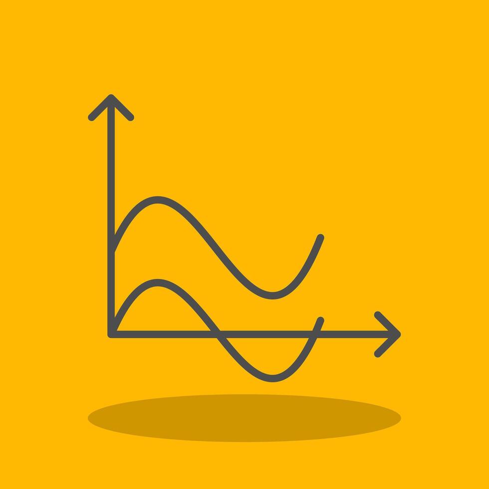 Wave Chart Filled Shadow Icon vector