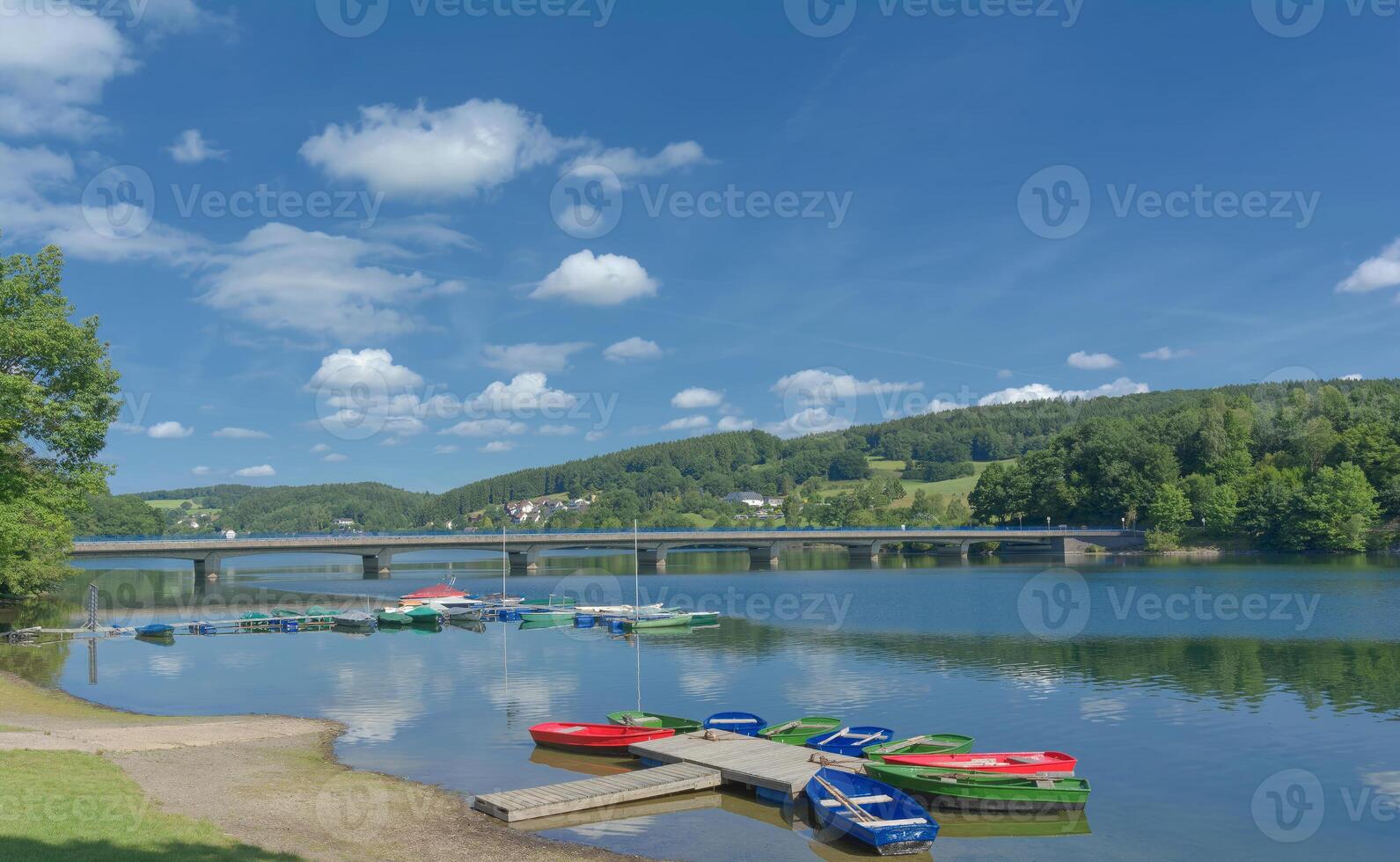 Listertalsperre Reservoir in Sauerland,North Rhine-Westphalia,Germany photo