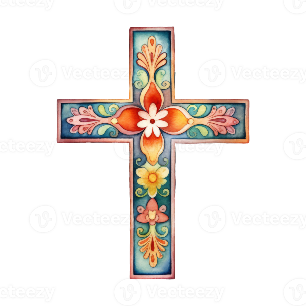 Crosses Adorned with Colorful Flowers png