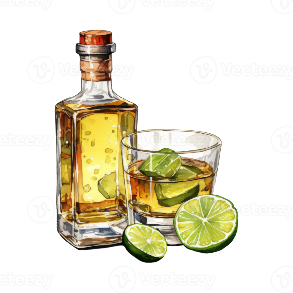 Clear Bottle of Tequila png