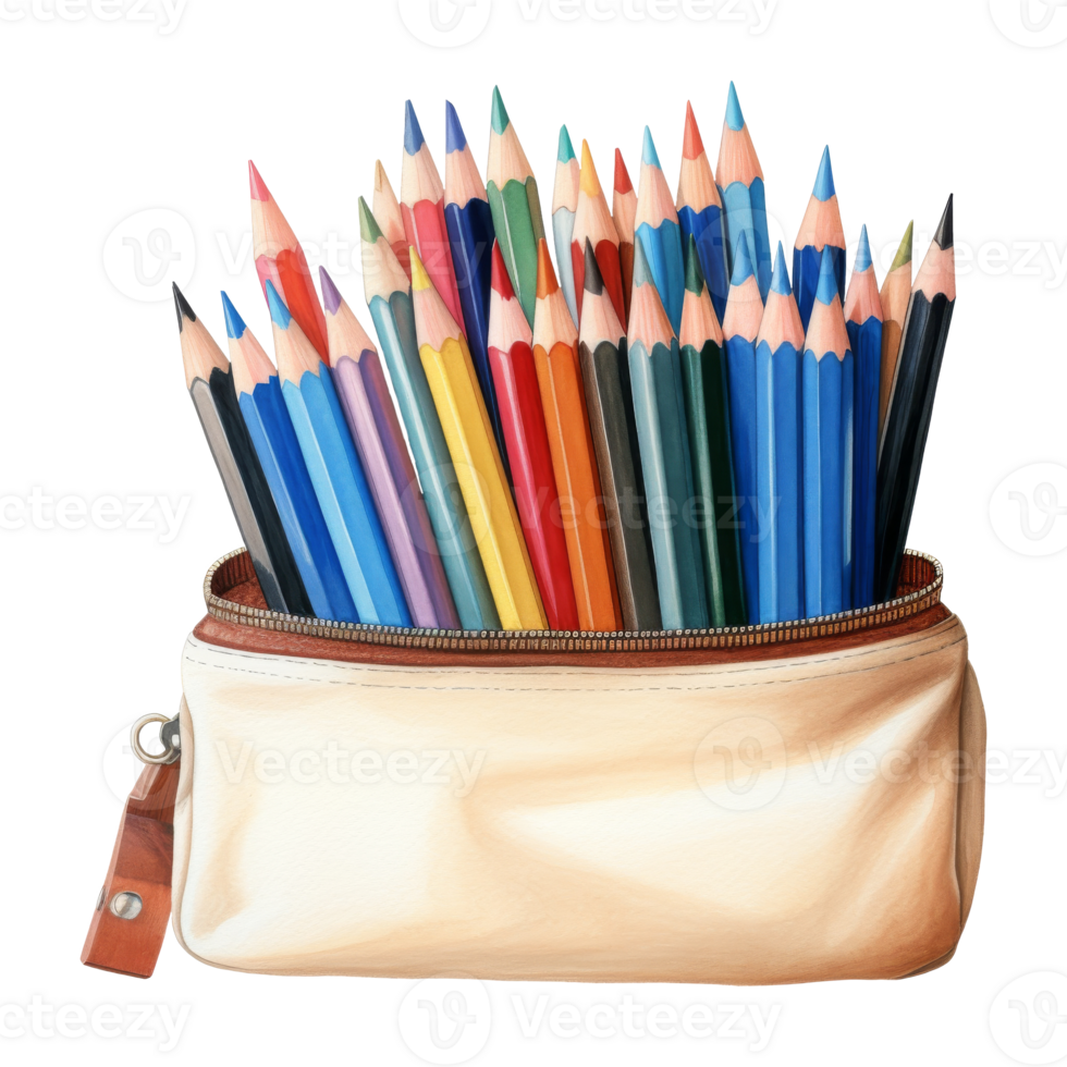 Colored Pencils Set in Colorful Cases png