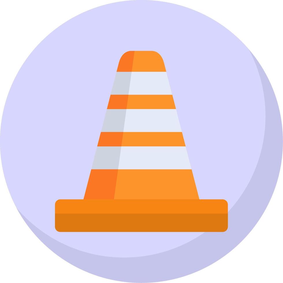 Traffic Cone Flat Bubble Icon vector