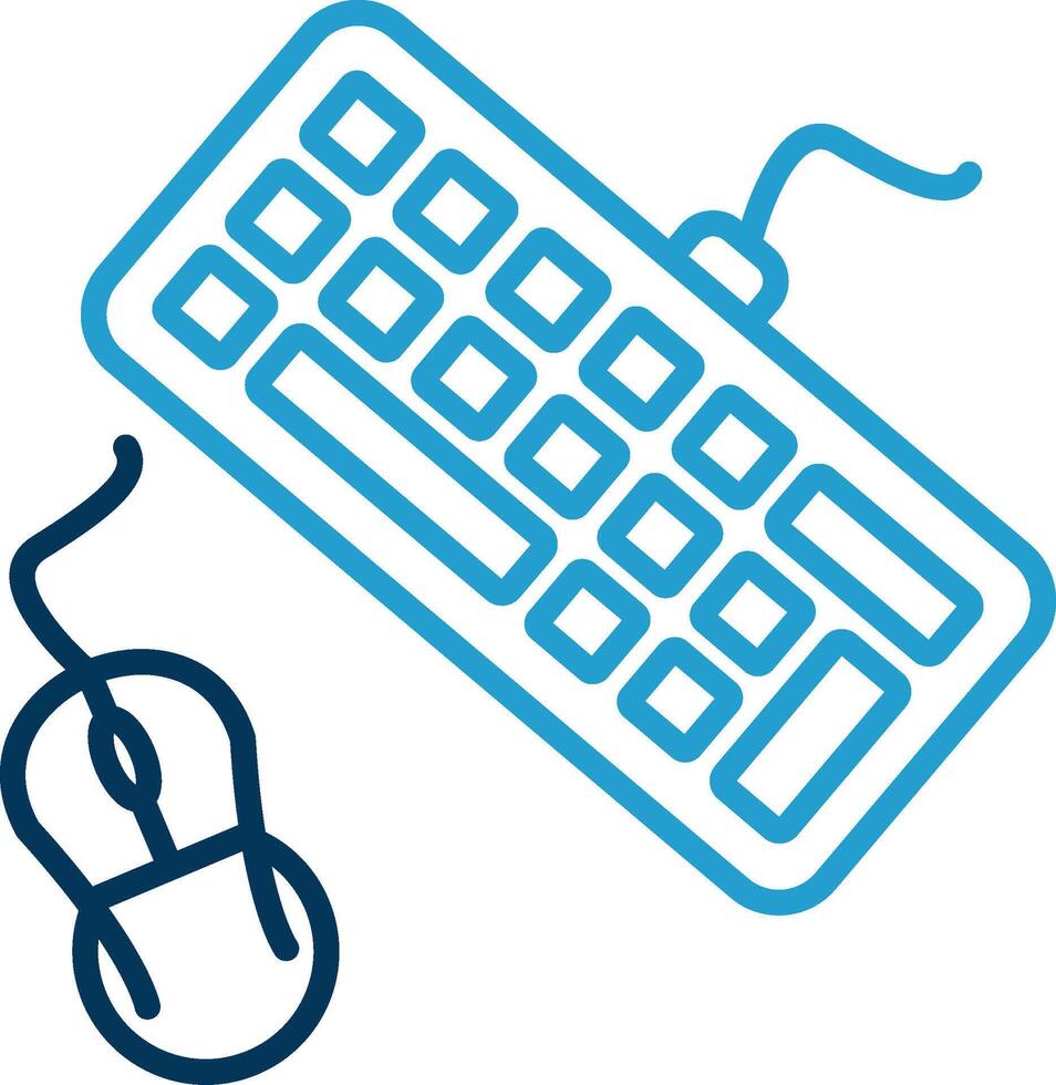 Keyboard And Mouse Line Blue Two Color Icon vector