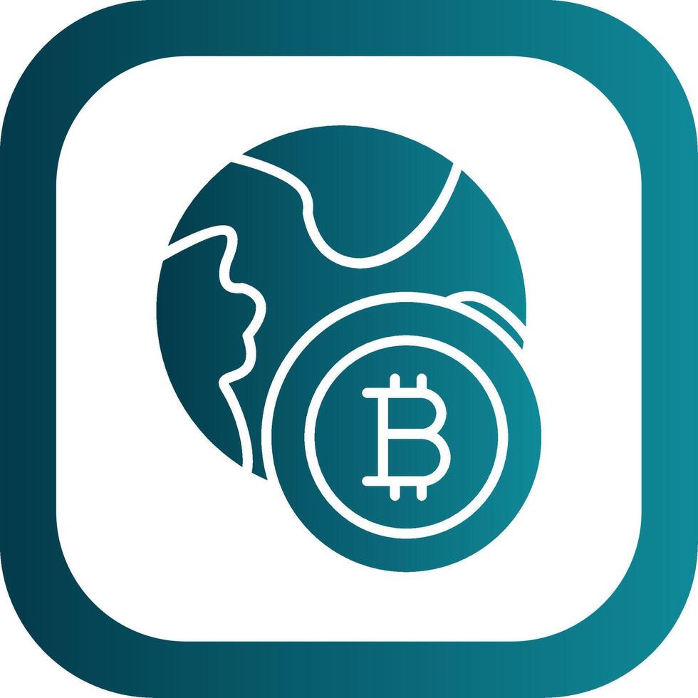 Bitcoin World Glyph Gradient Corner Icon vector