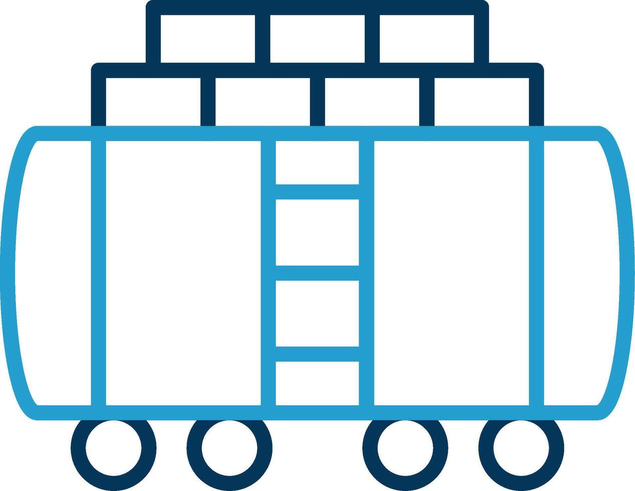 Train Cargo Line Blue Two Color Icon vector