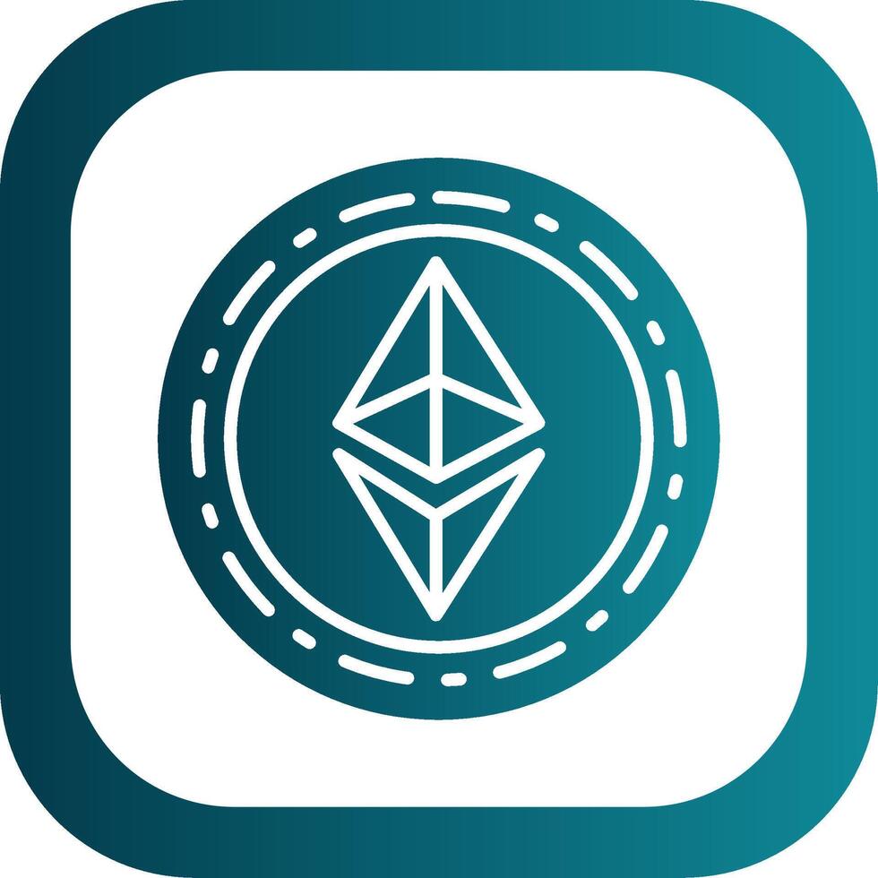 ethereum moneda glifo degradado esquina icono vector