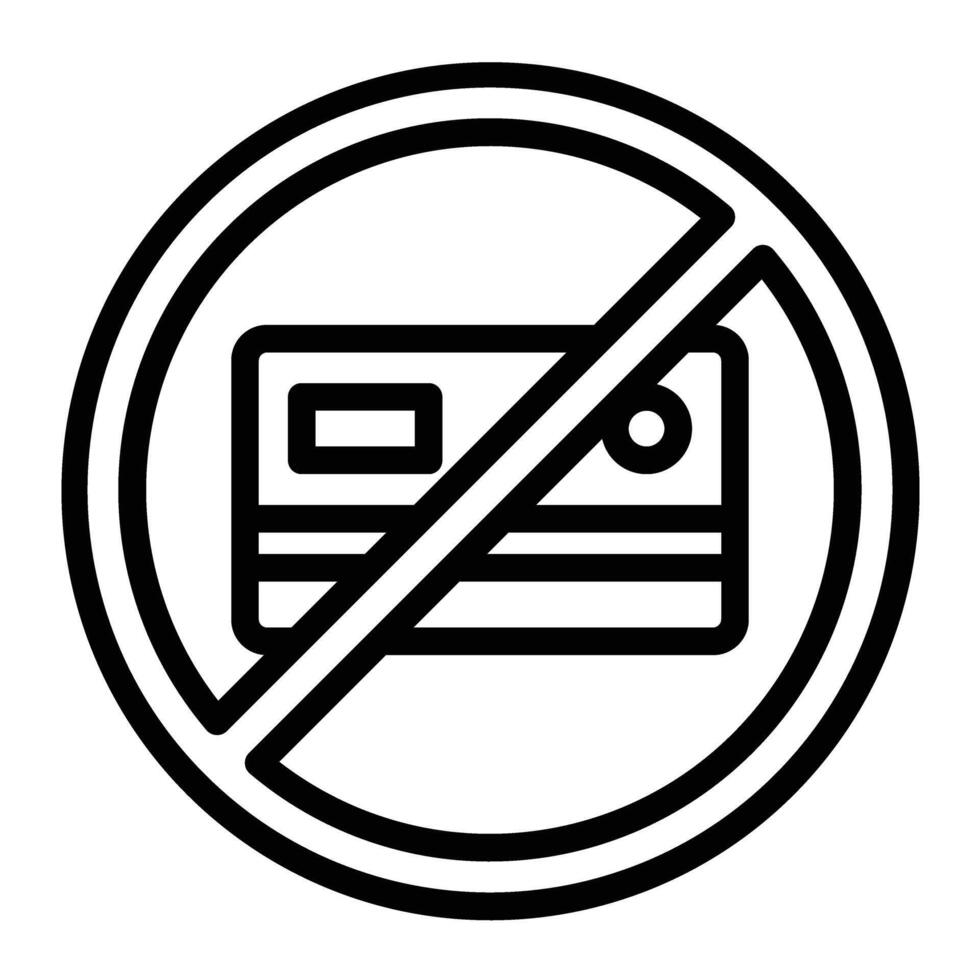 No Credit Card Line Icon Design vector