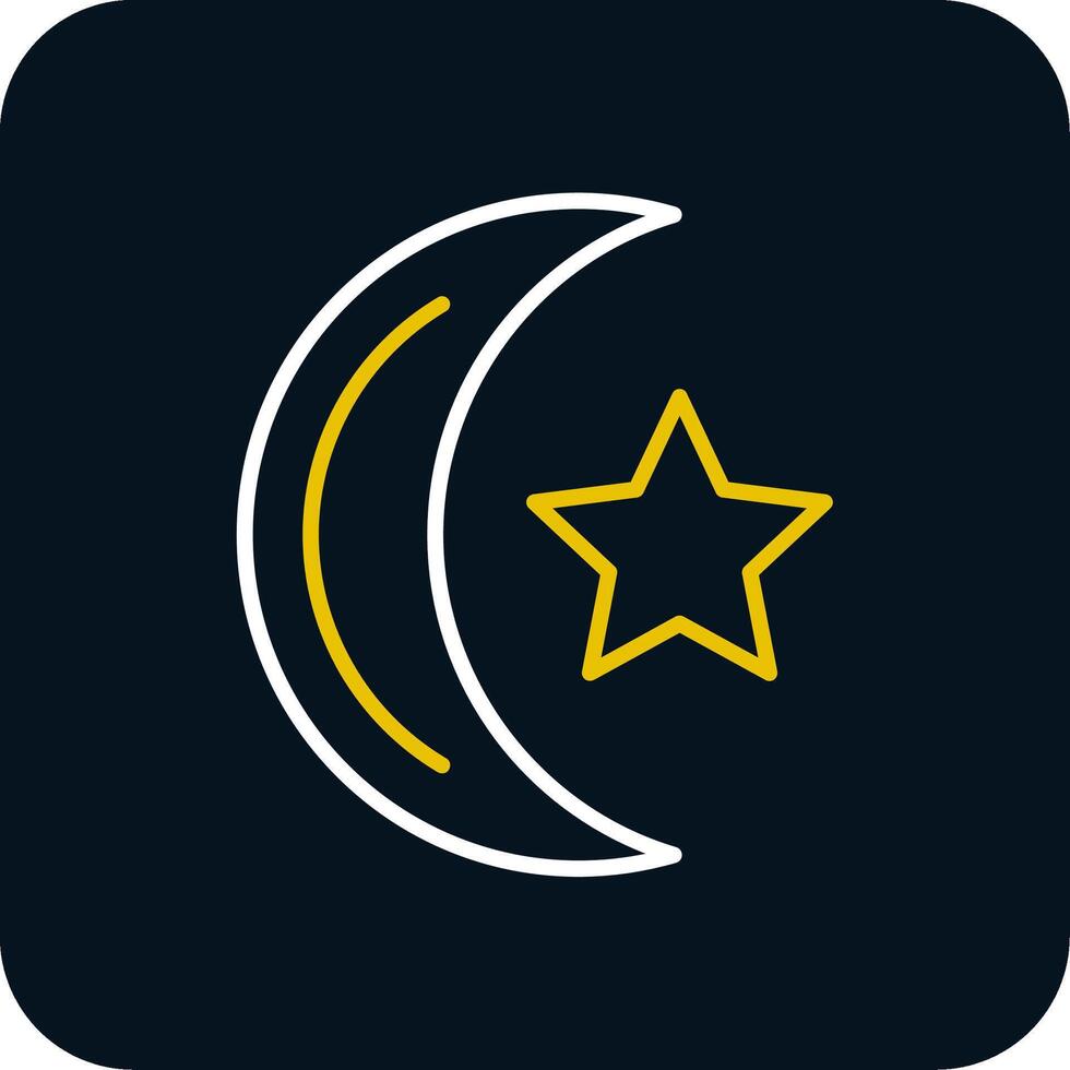 Moon Line Red Circle Icon vector