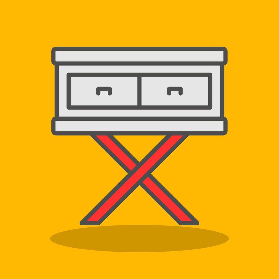 Side Table Filled Shadow Icon vector
