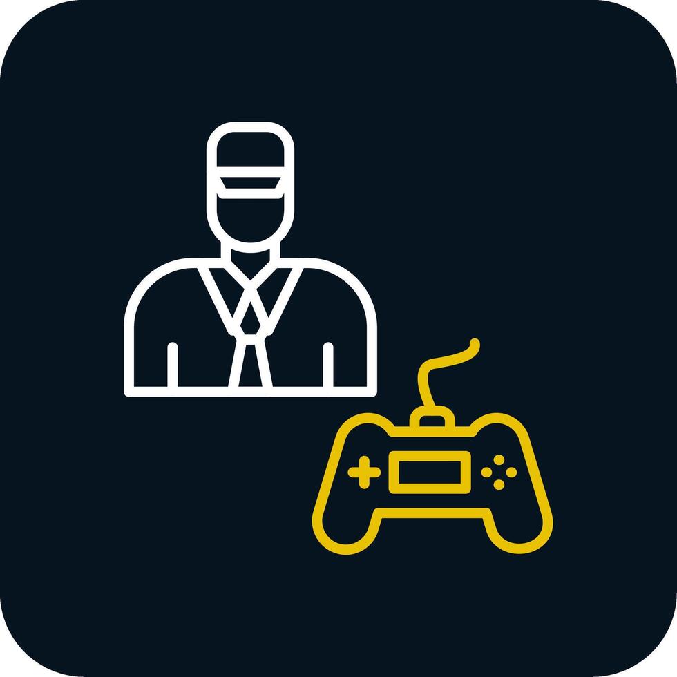 Gamer Line Red Circle Icon vector