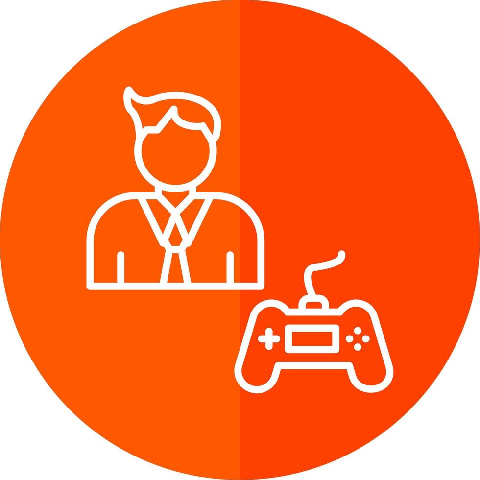 Gamer Line Red Circle Icon vector
