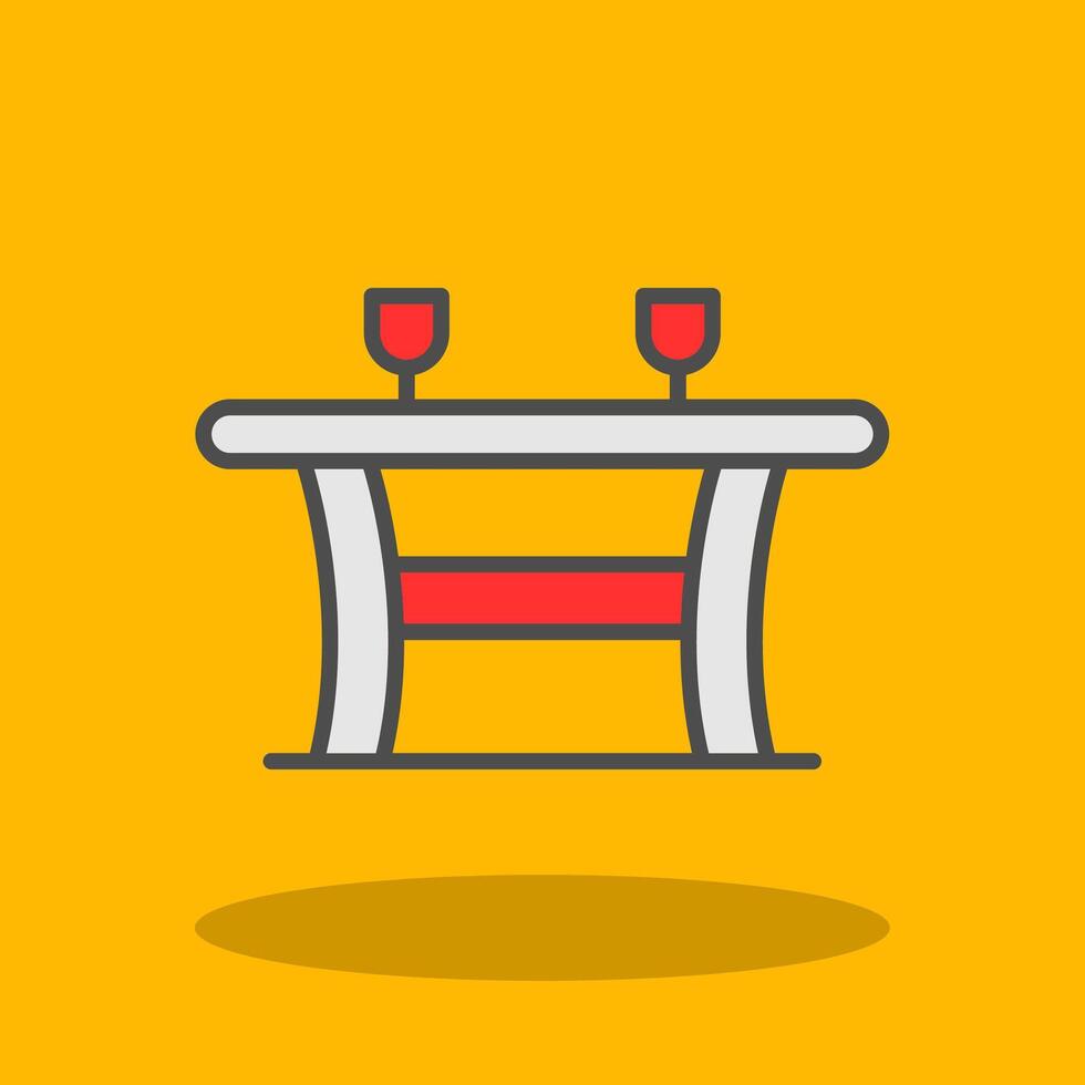 Table Filled Shadow Icon vector
