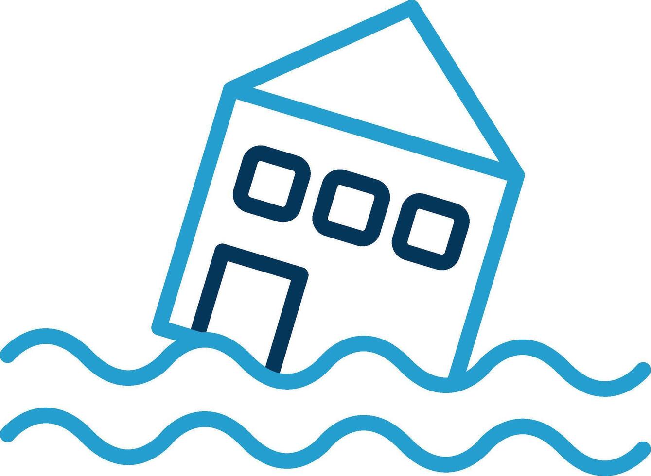 Flood Line Blue Two Color Icon vector