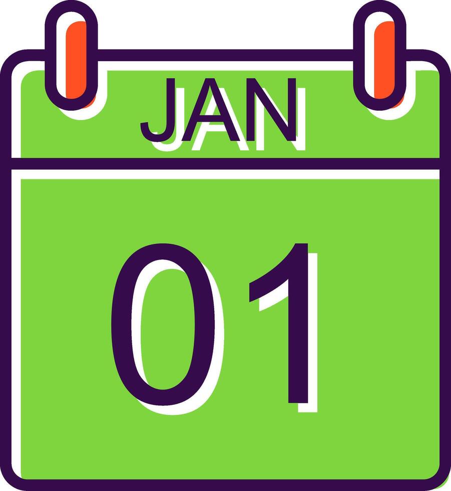 enero lleno diseño icono vector