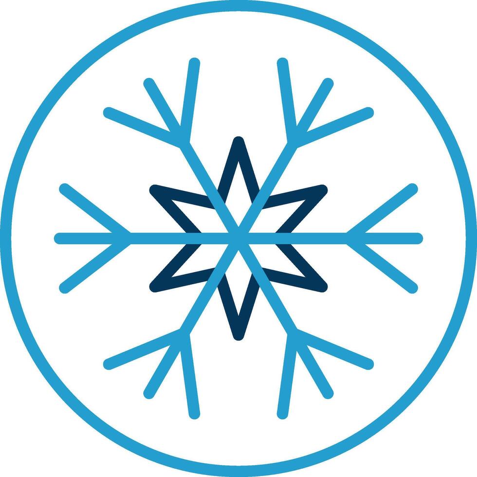 Snowflake Line Blue Two Color Icon vector