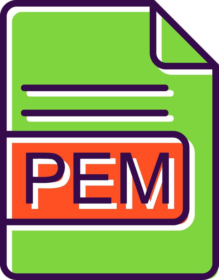 PEM File Format filled Design Icon vector