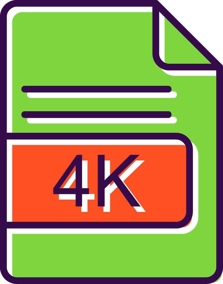 4K File Format filled Design Icon vector