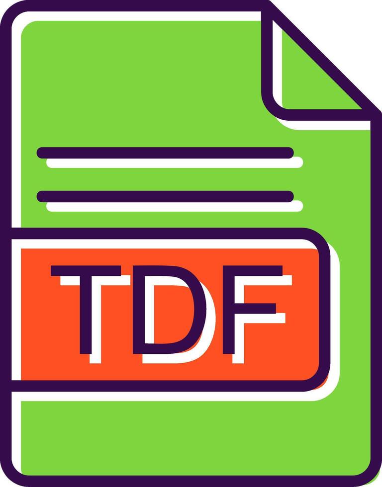 TDF File Format filled Design Icon vector
