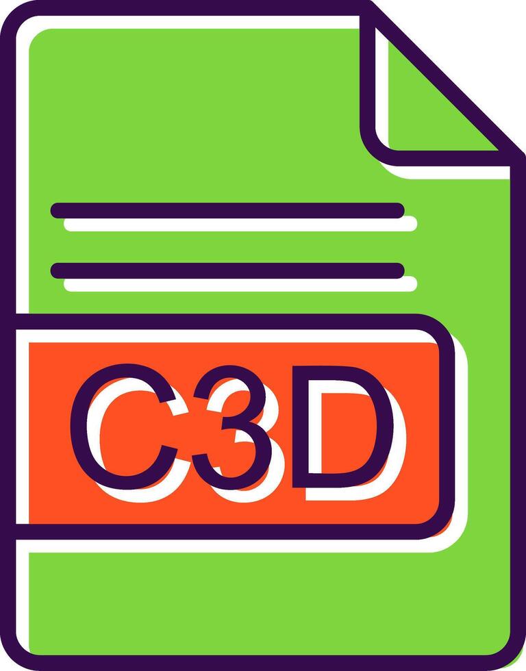 C3D File Format filled Design Icon vector