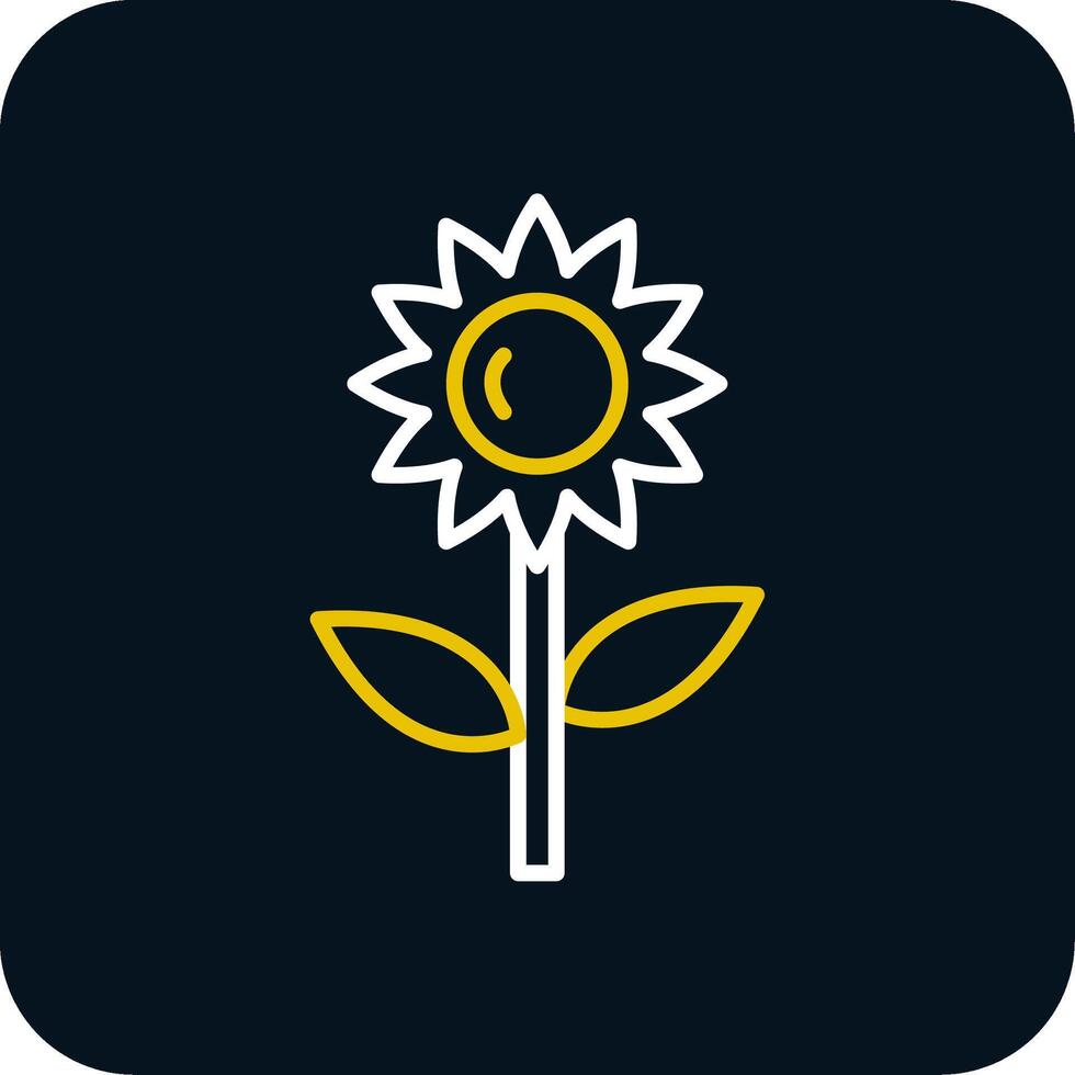 Sunflower Line Yellow White Icon vector