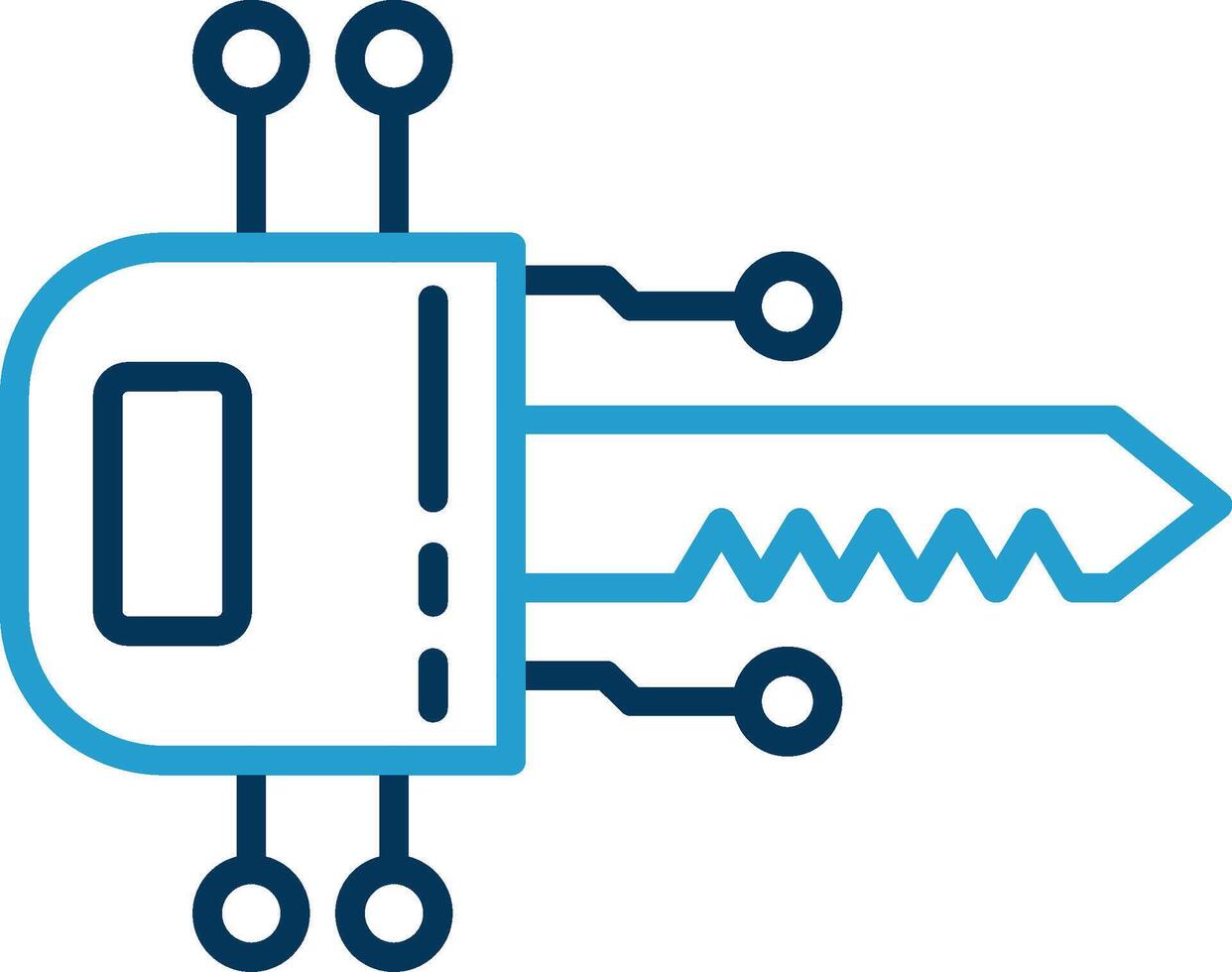 Digital Key Line Blue Two Color Icon vector