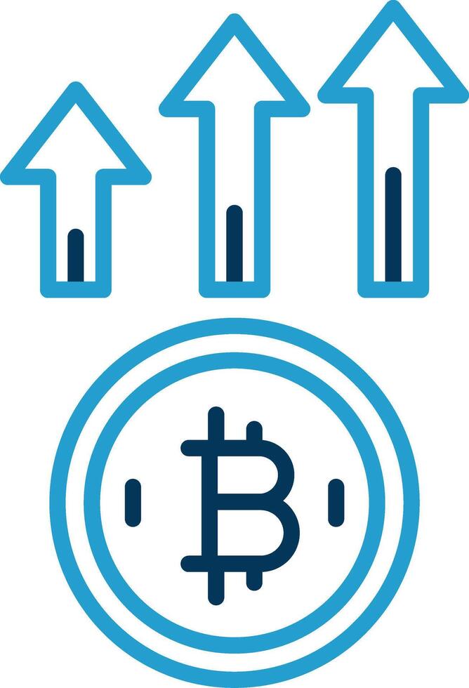 Bitcoin Up Line Blue Two Color Icon vector