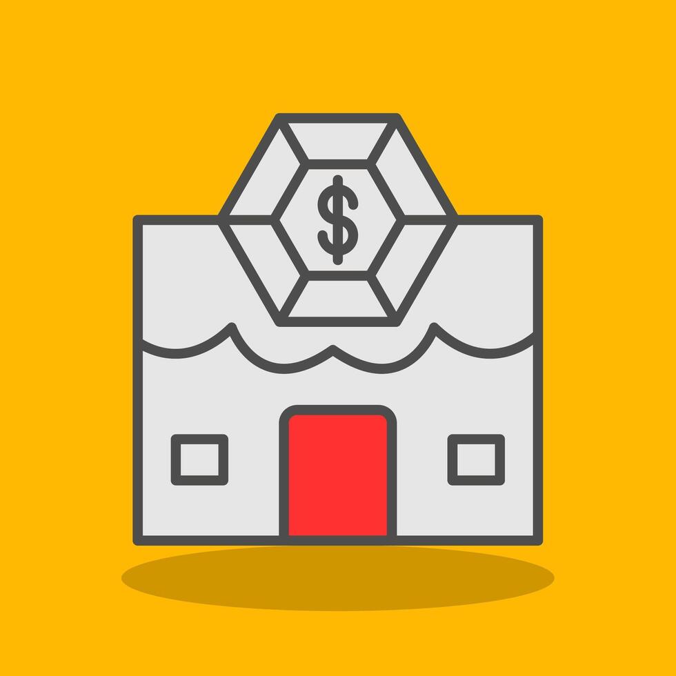 Pawn Shop Filled Shadow Icon vector