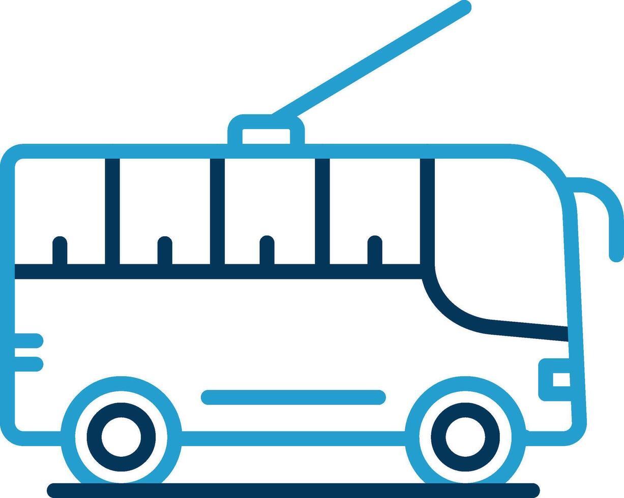 Trolleybus Line Blue Two Color Icon vector