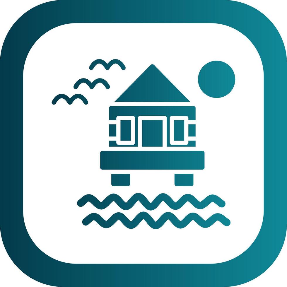 Beach Villa Glyph Gradient Corner Icon vector