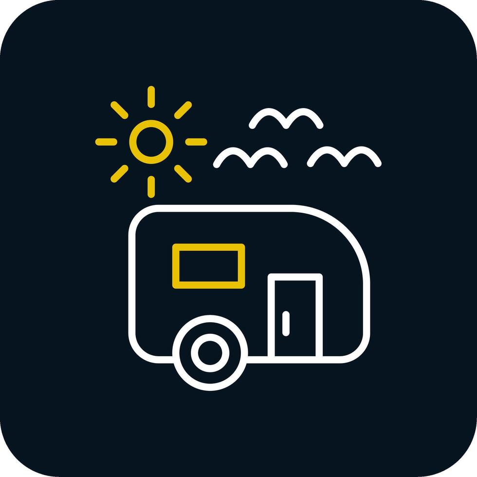 Trailer park Line Yellow White Icon vector